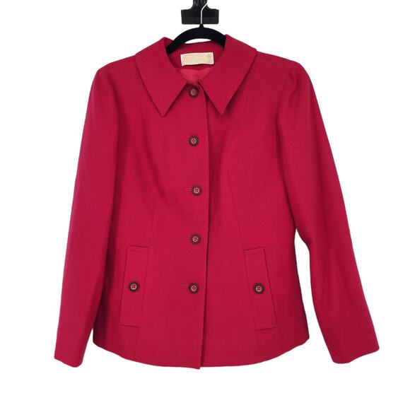 Pendleton Vintage 70's Women's Red Blazer Skirt Suit Set Pure Wool Size 10 - Picture 2 of 7